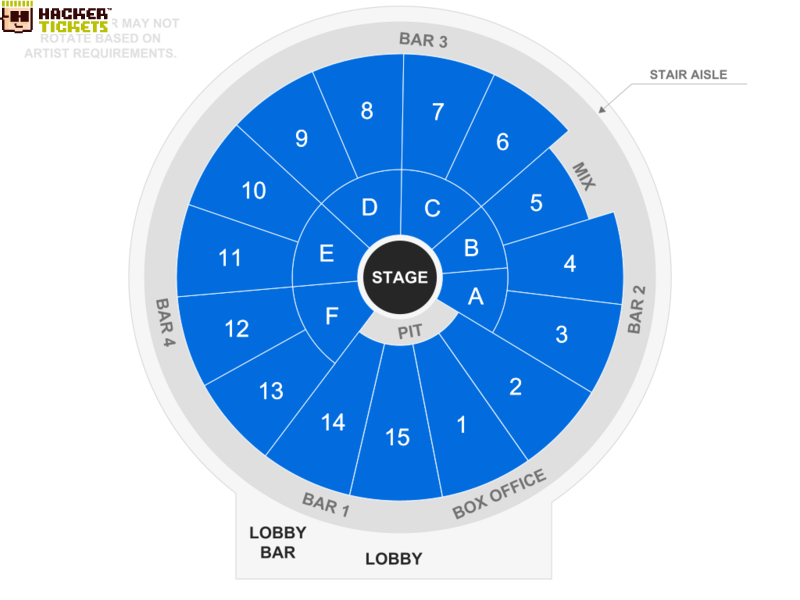 Arena Theatre seating chart